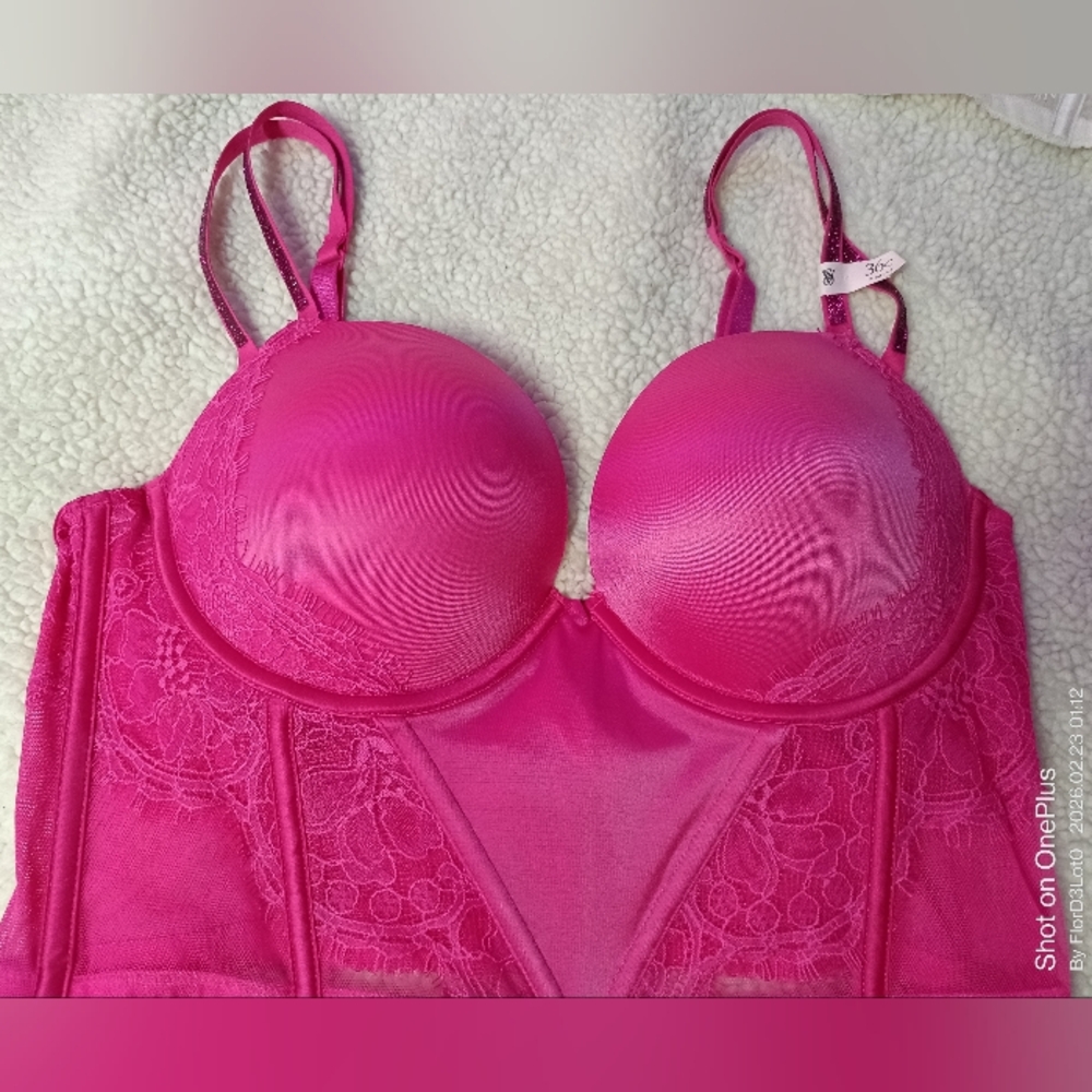 Victoria's Secret Hot Pink Lace Bustier